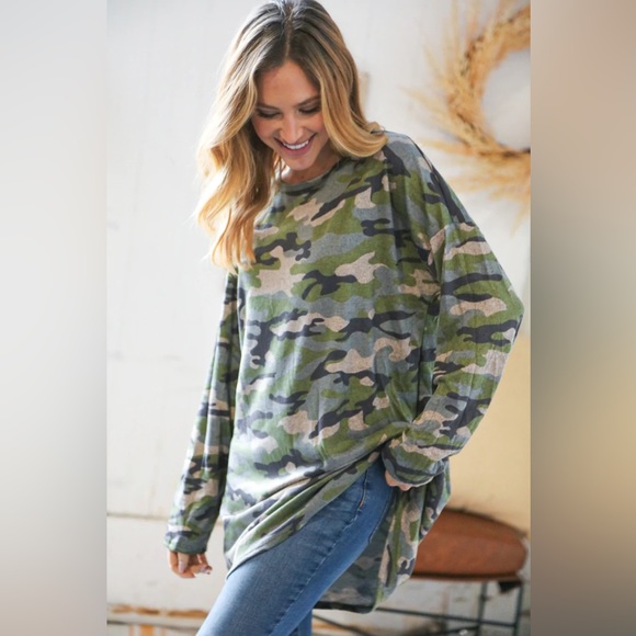 2X PLUS SIZE CAMO TOP SHIRT - Picture 3 of 6